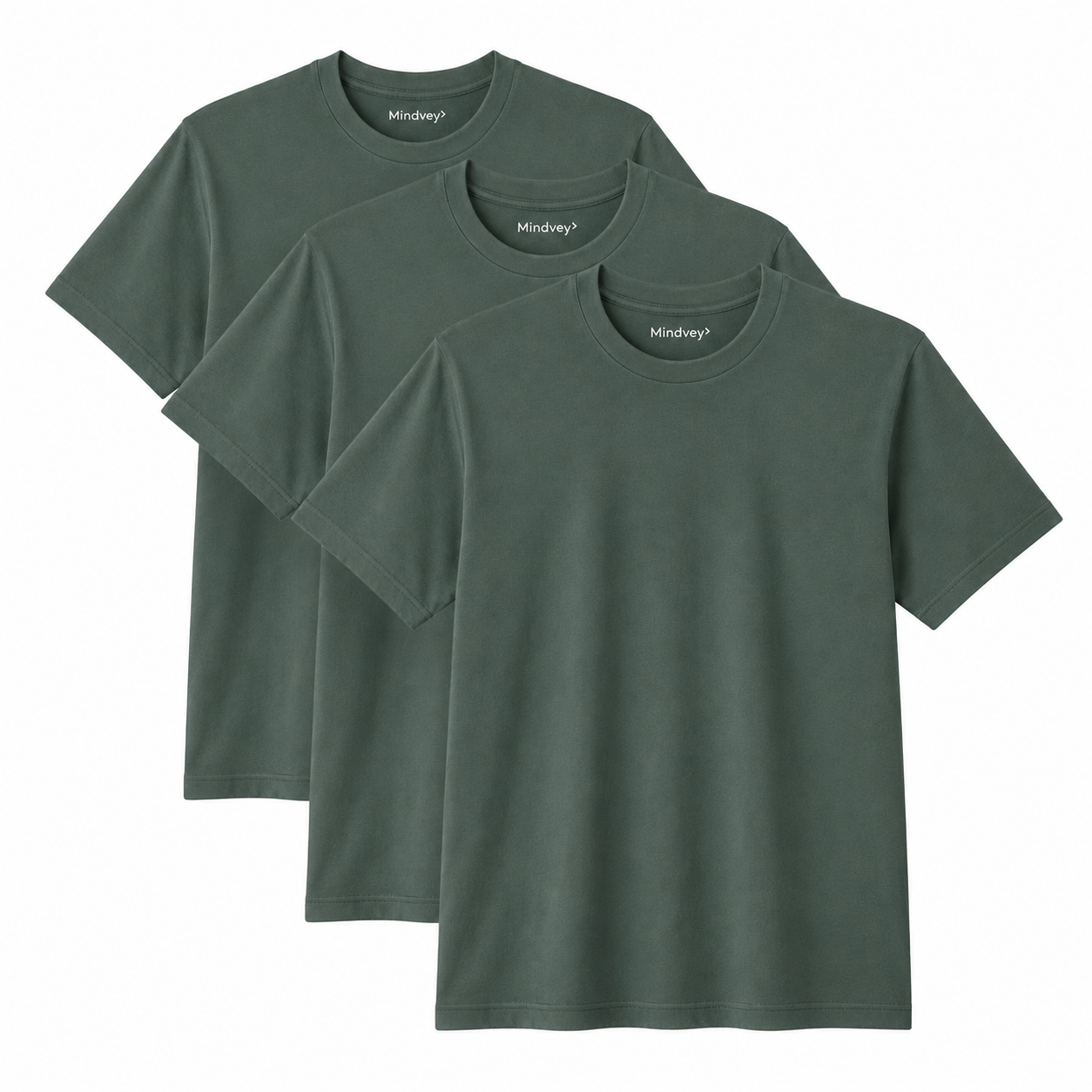 Mindvey 3 Pack Heavyweight Oversized T-Shirts – Black, White & Eucalyptus Green