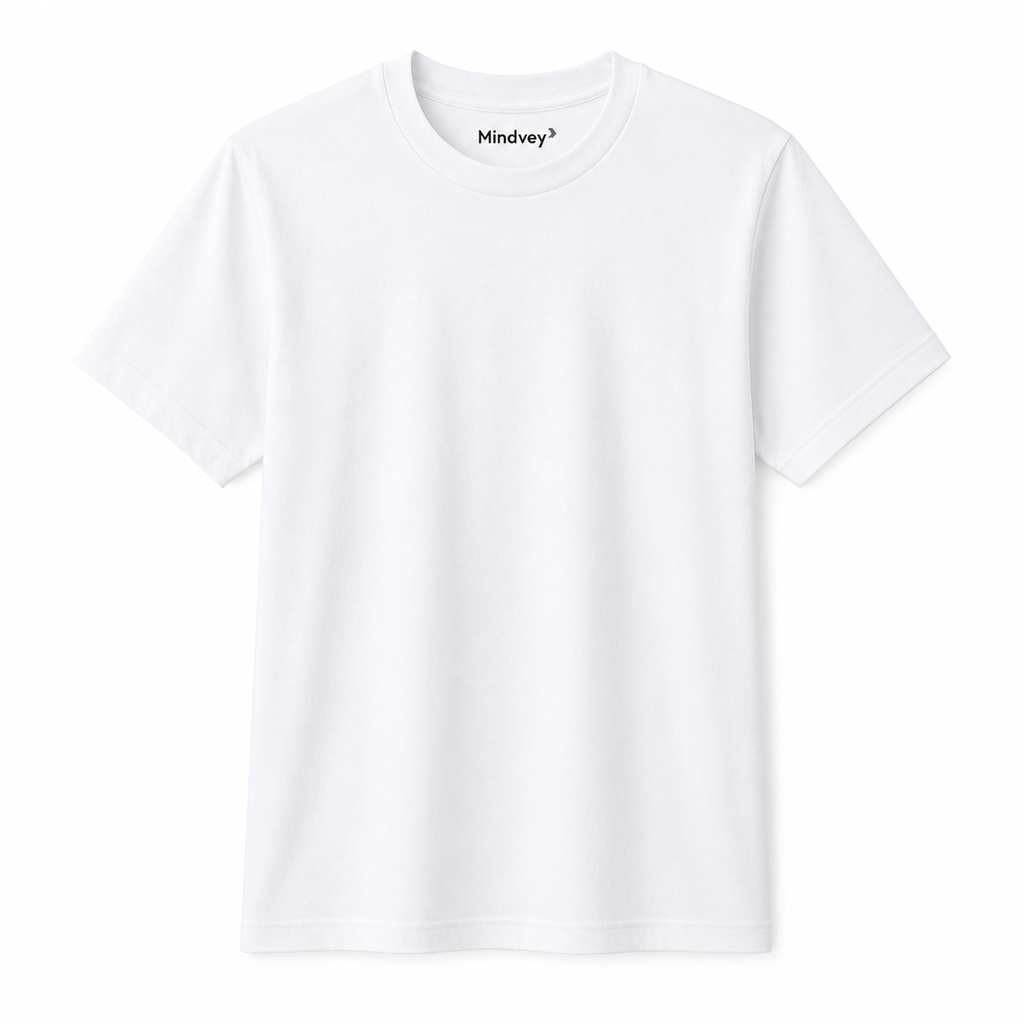 Mindvey White heavyweight oversized all-gender 240 GSM cotton t-shirt