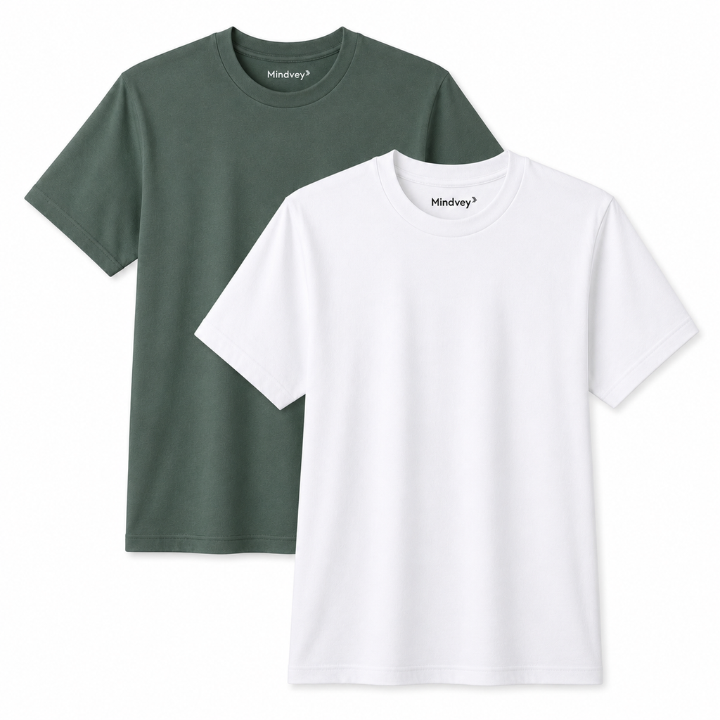 Mindvey 2 Pack Heavyweight Oversized T-Shirts – 240 GSM All-Gender Cotton Tees