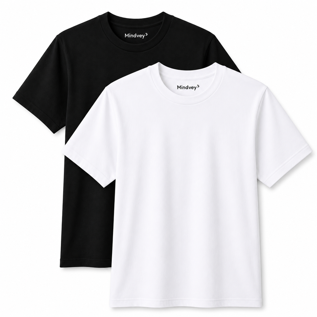 Mindvey 2 Pack Heavyweight Oversized T-Shirts – 240 GSM All-Gender Cotton Tees