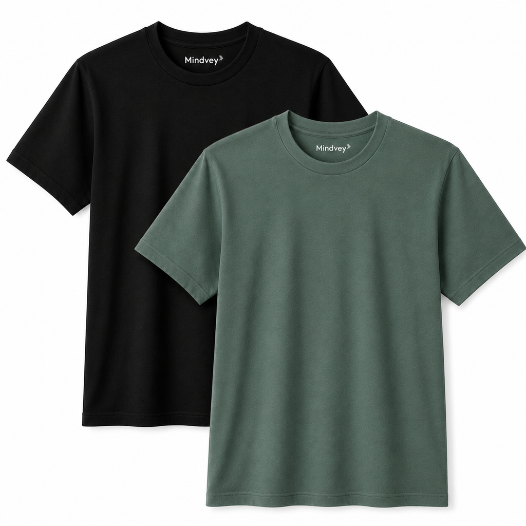 Mindvey 2 Pack Heavyweight Oversized T-Shirts – 240 GSM All-Gender Cotton Tees